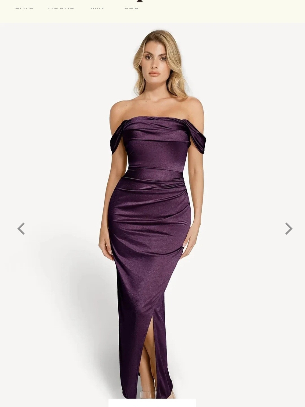 Popilush: Shapewear Off Shoulder Shine Ruched Sculpting Maxi Dress - L